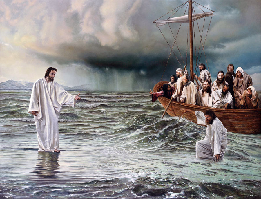 Obraz znaleziony dla: jezus chodzi po wodzie